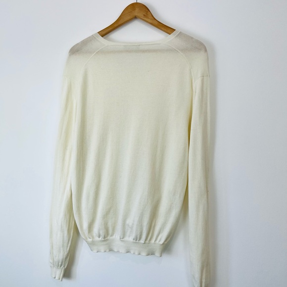 Prada Cream 100% Cotton Fine Knit V Neckline Classic Pullover Jumper UK L - Picture 12 of 12